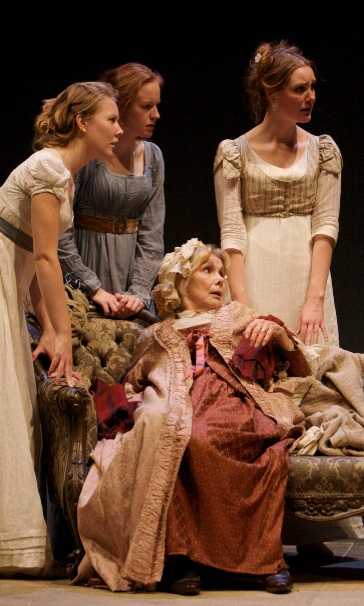 Victoria Hamnett as Mary, Katie Lightfoot as Elizabeth, Susan Hampshire as Mrs Bennet and Violet Ryder as Jane