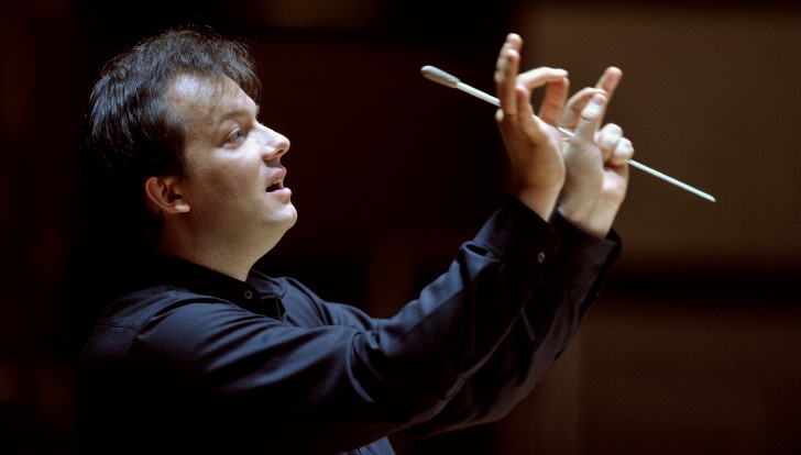 Conductor Andris Nelsons in rehearsal.